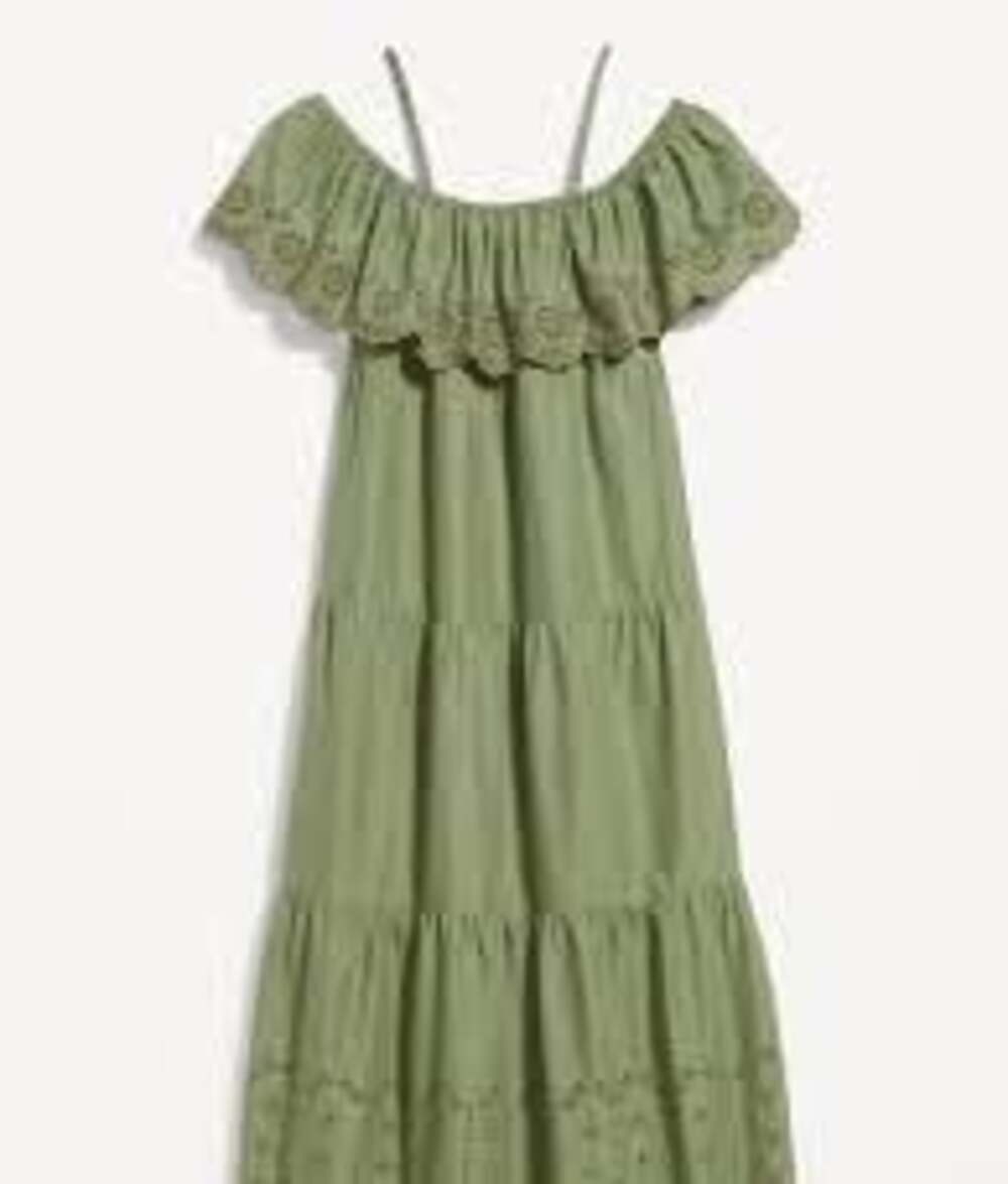 Old Navy Off-The-Shoulder Eyelet-Trim Tiered Maxi Dress Sz XL - Picture 3 of 4